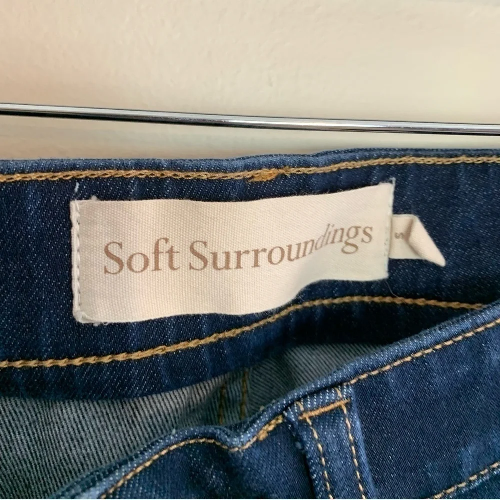 [Soft Surroundings] Dark Wash Elastic Waist Straight Leg Denim Jeans